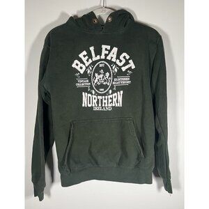Vintage Y2K forest green Belfast Northern Ireland graphic M grunge hoodie